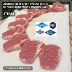 Beef Ribeye AUSTRALIA PR STEER (prime young cattle) frozen aged by producer brand AMH steak cuts 3/8" 1cm price/pack 600g 4pcs (Scotch-Fillet / Cube-Roll)